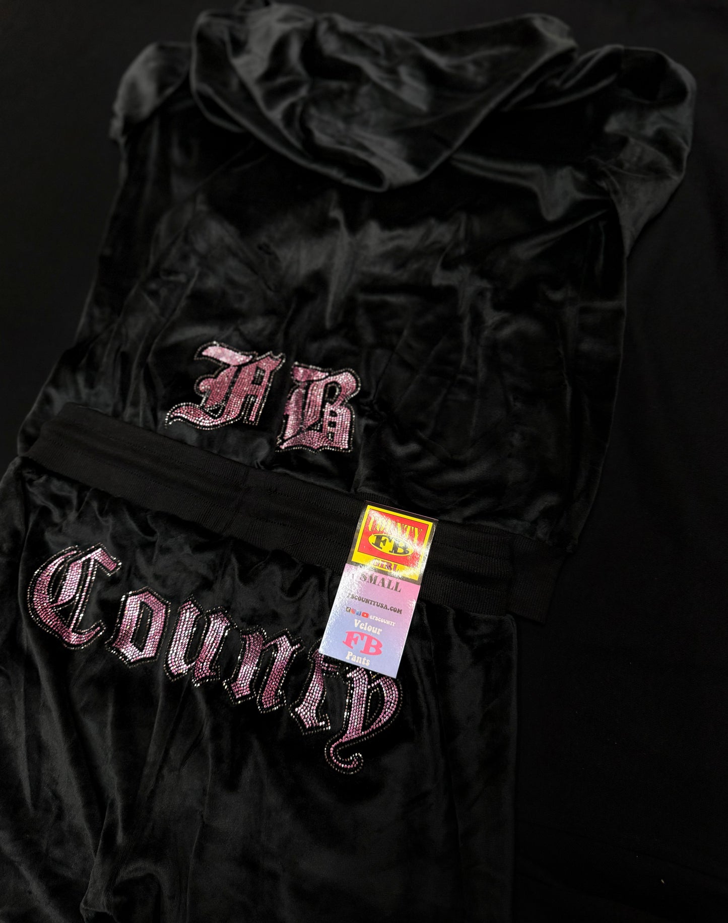 FB COUNTY WOMENS VELOUR TRACKSUIT