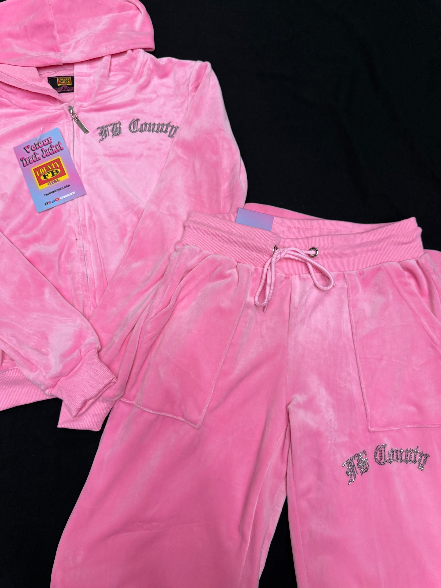 FB COUNTY WOMENS VELOUR TRACKSUIT